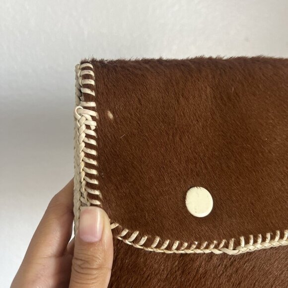 Unbranded Brown Faux Horse Hair Snap Closure Clutch - Picture 2 of 10